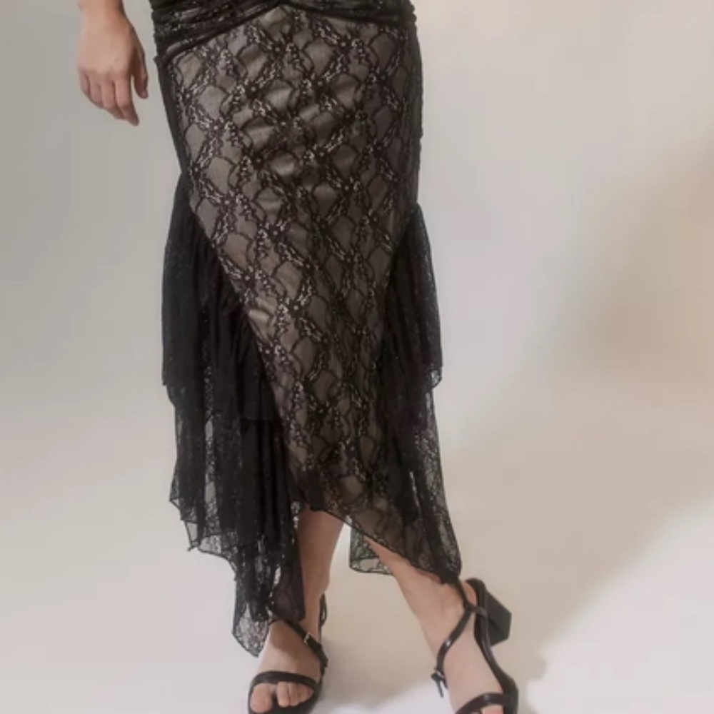 NWOT CJ Lace Ruffle Midi Skirt by Urban Outfitters - Picture 7 of 10
